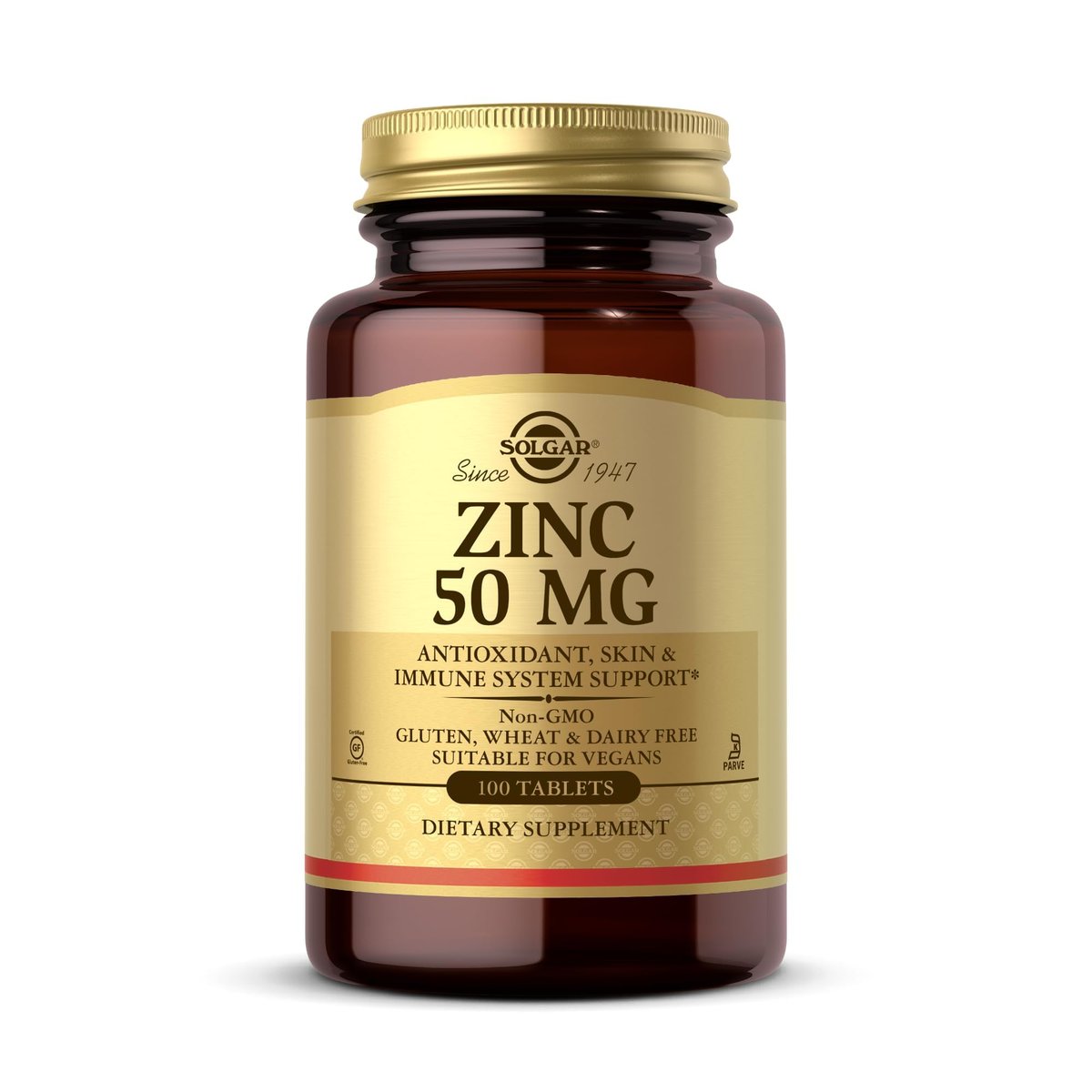 Solgar Zink 50 mg, 100 Tabletten – Hochdosiertes Zink für gesunde Haut, Geschmackssinn & Sehkraft – Unterstützt Immunsystem & Zellwachstum – Vegan, Glutenfrei, Non-GMO