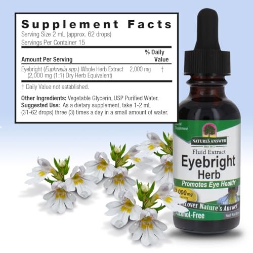 Nature's Answer Augentrost-Kraut | Unterstützt gesunde Augen & Sehkraft | Nicht-GMO, Alkoholfrei, Glutenfrei, Koscher zertifiziert, Vegan & ohne Konservierungsstoffe 30 ml