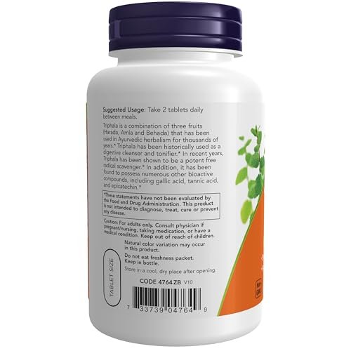 NOW Foods Triphala 500 mg – 120 Tabletten – Ayurvedische Kräutermischung aus Harada, Amla und Behada