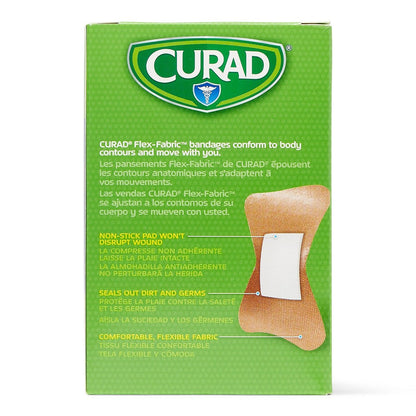 CURAD Flex-Fabric Fingerpflaster, hautfreundlicher Kleber, atmungsaktiver Stoff, 2 x 1,75 Zoll, 100 Pflaster pro Box