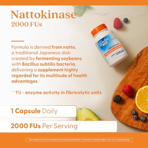 Doctor's Best Nattokinase 2000 FU - Nahrungsergänzungsmittel für Männer & Frauen - Unterstützt Blutfluss, Herzgesundheit & gesunde Durchblutung - Nattokinase-Enzym aus japanischem Natto - 90 vegane Kapseln