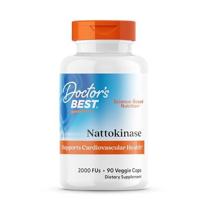 Doctor's Best Nattokinase 2000 FU - Nahrungsergänzungsmittel für Männer & Frauen - Unterstützt Blutfluss, Herzgesundheit & gesunde Durchblutung - Nattokinase-Enzym aus japanischem Natto - 90 vegane Kapseln