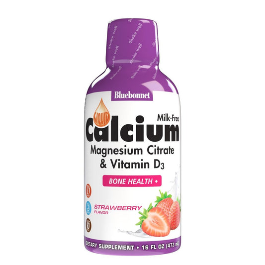 Bluebonnet Nutrition Flüssiges Calciumcitrat mit Magnesiumcitrat und Vitamin D3 – 473 ml Erdbeergeschmack, glutenfrei, sojafrei, milchfrei, koscher, 32 Portionen