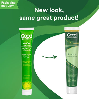 Good Clean Love Restore Feuchtigkeitsgel für die Vagina, pH-ausgeglichen, wasserbasiert mit Aloe Vera & Milchsäure, lindert Trockenheit, Unbehagen & Geruch für Frauen, 60 ml