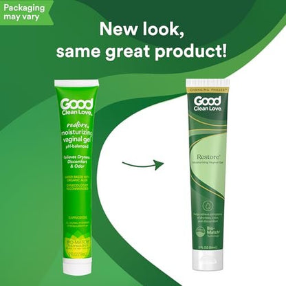 Good Clean Love Restore Feuchtigkeitsgel für die Vagina, pH-ausgeglichen, wasserbasiert mit Aloe Vera & Milchsäure, lindert Trockenheit, Unbehagen & Geruch für Frauen, 60 ml
