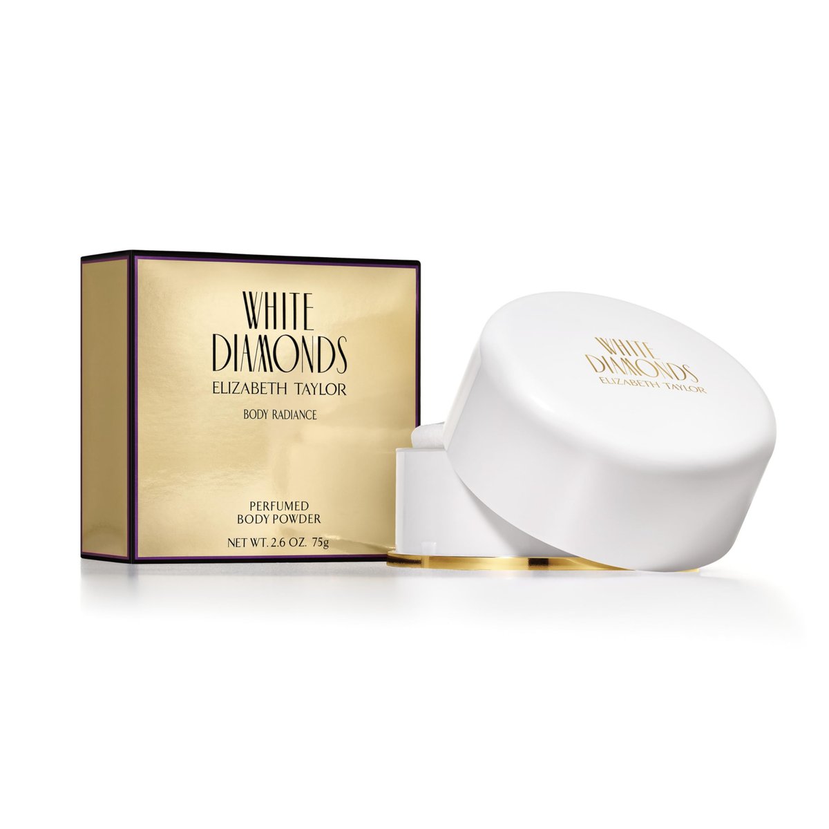 Elizabeth Taylor Body Powder für Damen – Duftpuder mit Applikator, White Diamonds, 74 g