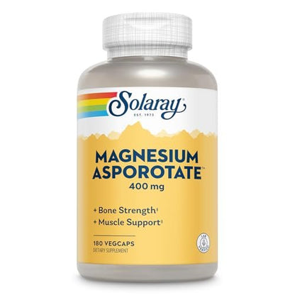 SOLARAY Magnesium Asporotat 400 mg | Aspartat, Orotat & Citrat Komplex | Unterstützt gesundes Herz, Muskeln, Nerven & Kreislauf | 180 VegKapseln