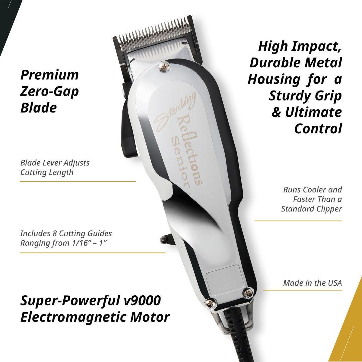 Wahl Professional Reflections Senior Haarschneidemaschine mit V9000 Motor - Präziser Haarschneider für Senioren, verstellbarer Hebel, Metallgehäuse