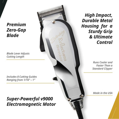 Wahl Professional Reflections Senior Haarschneidemaschine mit V9000 Motor - Präziser Haarschneider für Senioren, verstellbarer Hebel, Metallgehäuse