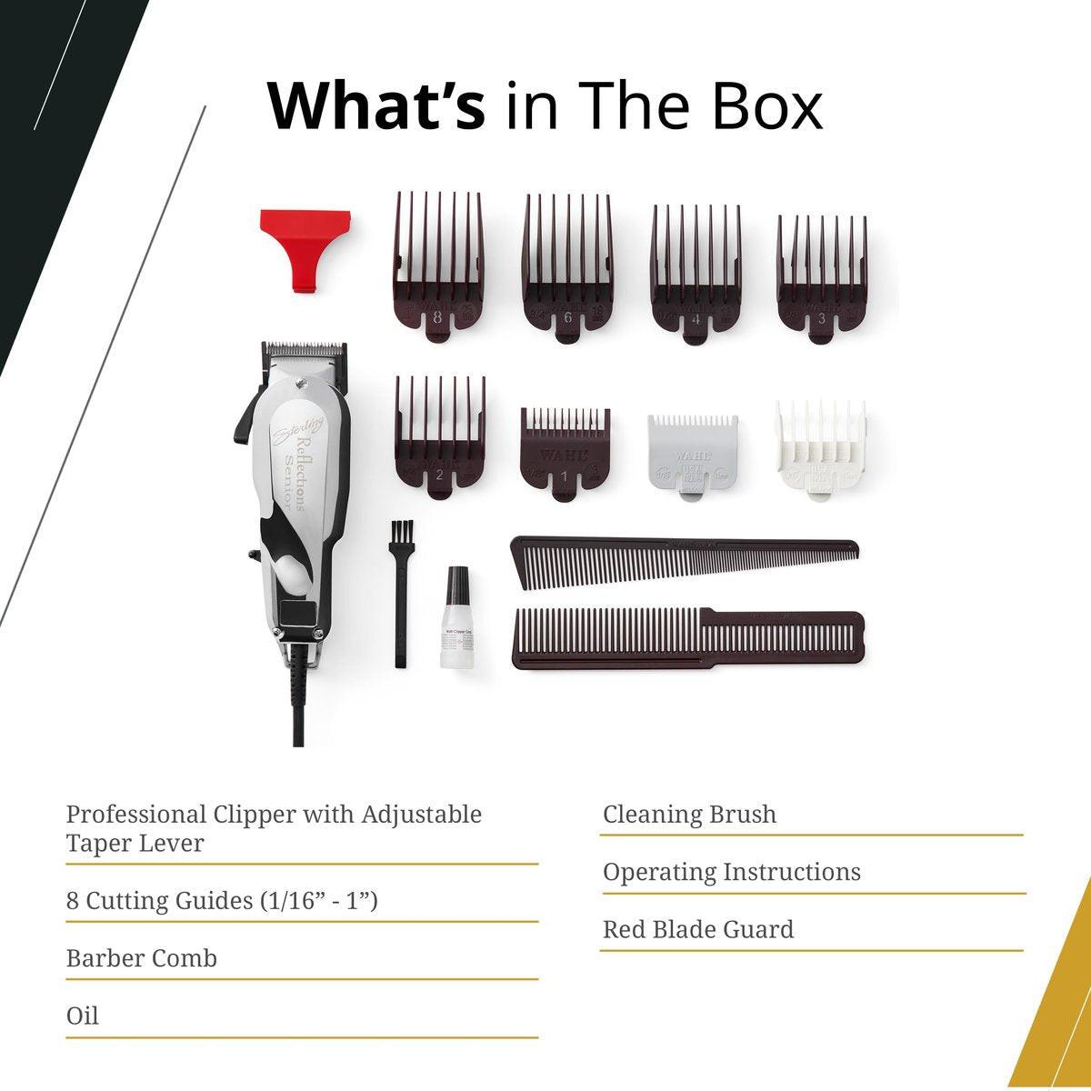 Wahl Professional Reflections Senior Haarschneidemaschine mit V9000 Motor - Präziser Haarschneider für Senioren, verstellbarer Hebel, Metallgehäuse