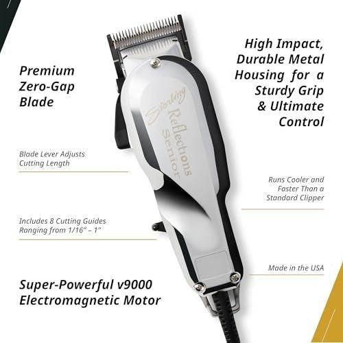 Wahl Professional Reflections Senior Haarschneidemaschine mit V9000 Motor - Präziser Haarschneider für Senioren, verstellbarer Hebel, Metallgehäuse