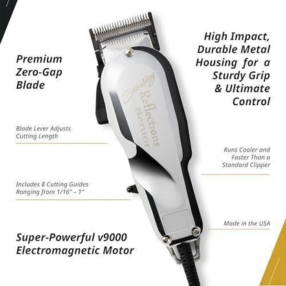 Wahl Professional Reflections Senior Haarschneidemaschine mit V9000 Motor - Präziser Haarschneider für Senioren, verstellbarer Hebel, Metallgehäuse