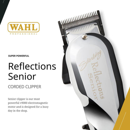 Wahl Professional Reflections Senior Haarschneidemaschine mit V9000 Motor - Präziser Haarschneider für Senioren, verstellbarer Hebel, Metallgehäuse