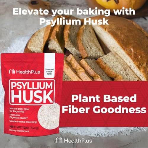 Health Plus Flohsamenschalen, 340 g (12 oz), 48 Portionen – Natürliche Darmreinigung, tägliches Ballaststoffpräparat, Verstopfungslinderung, sanfte Darmkur, keto-geeignet zum Backen