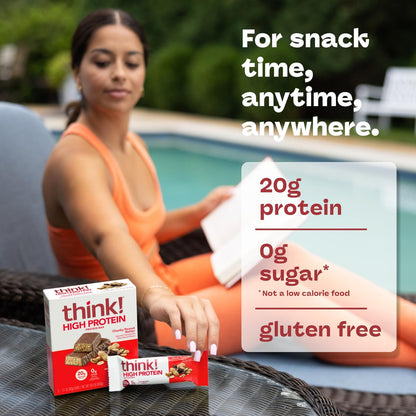 think! Protein Riegel, High Protein Snack, Glutenfrei, Koscher, Chunky Peanut Butter, 2,1 oz pro Riegel, 10er Pack (Verpackung kann variieren)