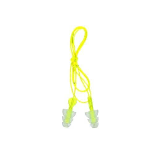 Peltor Sport Tri-Flange Corded Reusable Earplugs, 3 Paar, Geräuschdämmung NRR 26 dB, Bequeme Passform, Ideal für Schießstand, Schießen & Jagd, Waschbar und mit Kordel, Neon Gelb (97317-10C)