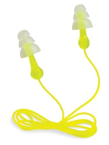 Peltor Sport Tri-Flange Corded Reusable Earplugs, 3 Paar, Geräuschdämmung NRR 26 dB, Bequeme Passform, Ideal für Schießstand, Schießen & Jagd, Waschbar und mit Kordel, Neon Gelb (97317-10C)