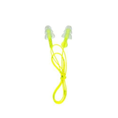 Peltor Sport Tri-Flange Corded Reusable Earplugs, 3 Paar, Geräuschdämmung NRR 26 dB, Bequeme Passform, Ideal für Schießstand, Schießen & Jagd, Waschbar und mit Kordel, Neon Gelb (97317-10C)
