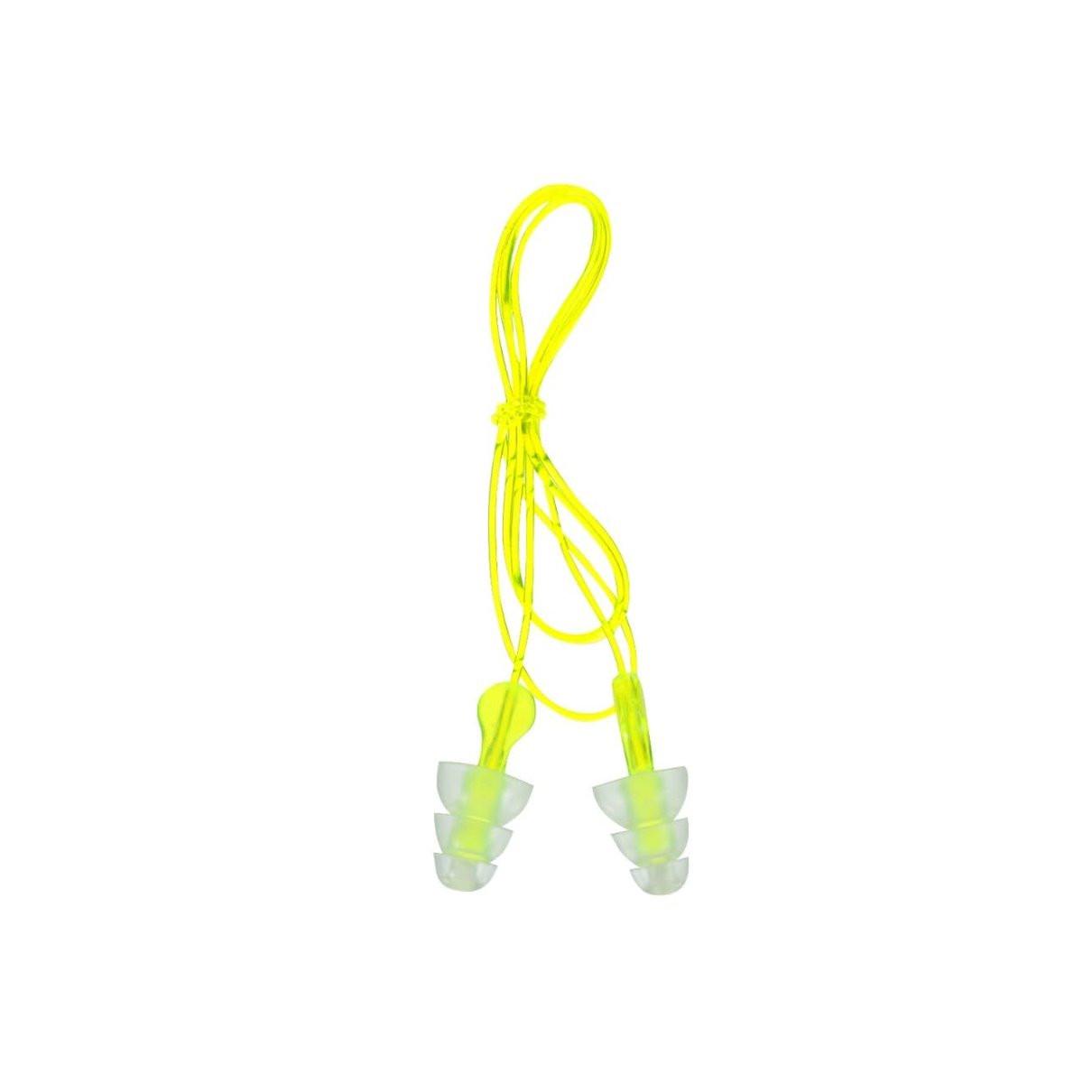 Peltor Sport Tri-Flange Corded Reusable Earplugs, 3 Paar, Geräuschdämmung NRR 26 dB, Bequeme Passform, Ideal für Schießstand, Schießen & Jagd, Waschbar und mit Kordel, Neon Gelb (97317-10C)