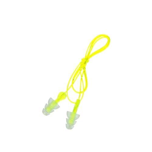 Peltor Sport Tri-Flange Corded Reusable Earplugs, 3 Paar, Geräuschdämmung NRR 26 dB, Bequeme Passform, Ideal für Schießstand, Schießen & Jagd, Waschbar und mit Kordel, Neon Gelb (97317-10C)