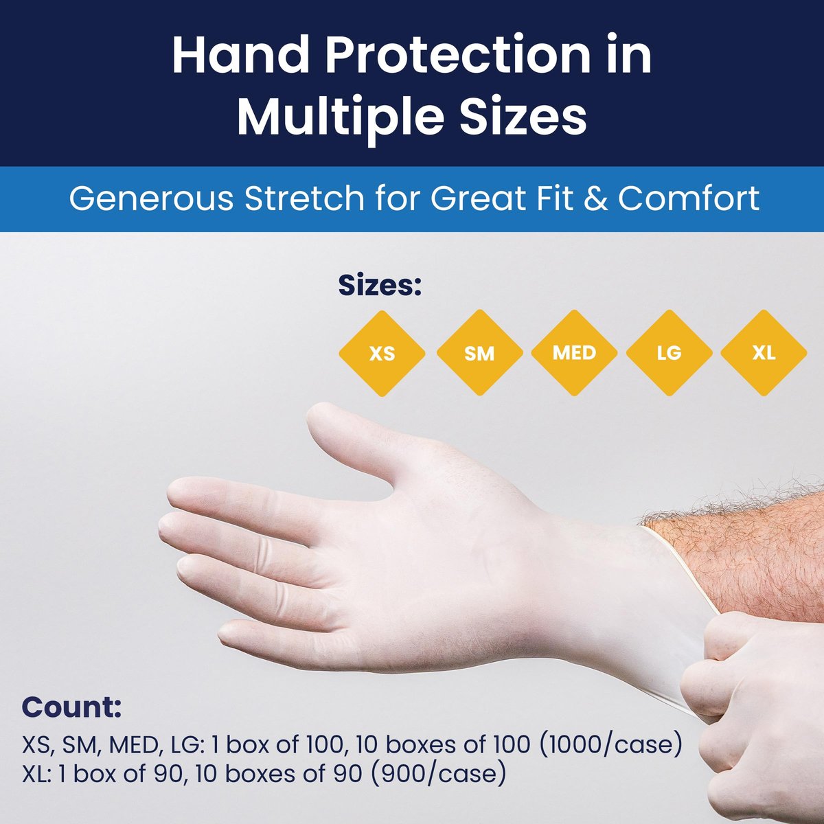 Adenna GLD265 Gold 6 mil Latex-Einmalhandschuhe, puderfrei, medizinische Qualität, Weiß, Größe M, 100 Stück