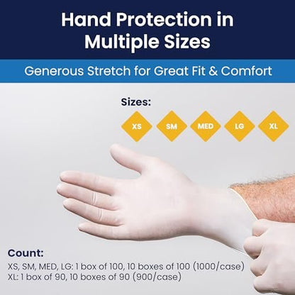 Adenna GLD265 Gold 6 mil Latex-Einmalhandschuhe, puderfrei, medizinische Qualität, Weiß, Größe M, 100 Stück