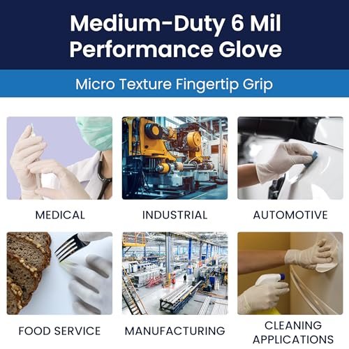 Adenna GLD265 Gold 6 mil Latex-Einmalhandschuhe, puderfrei, medizinische Qualität, Weiß, Größe M, 100 Stück