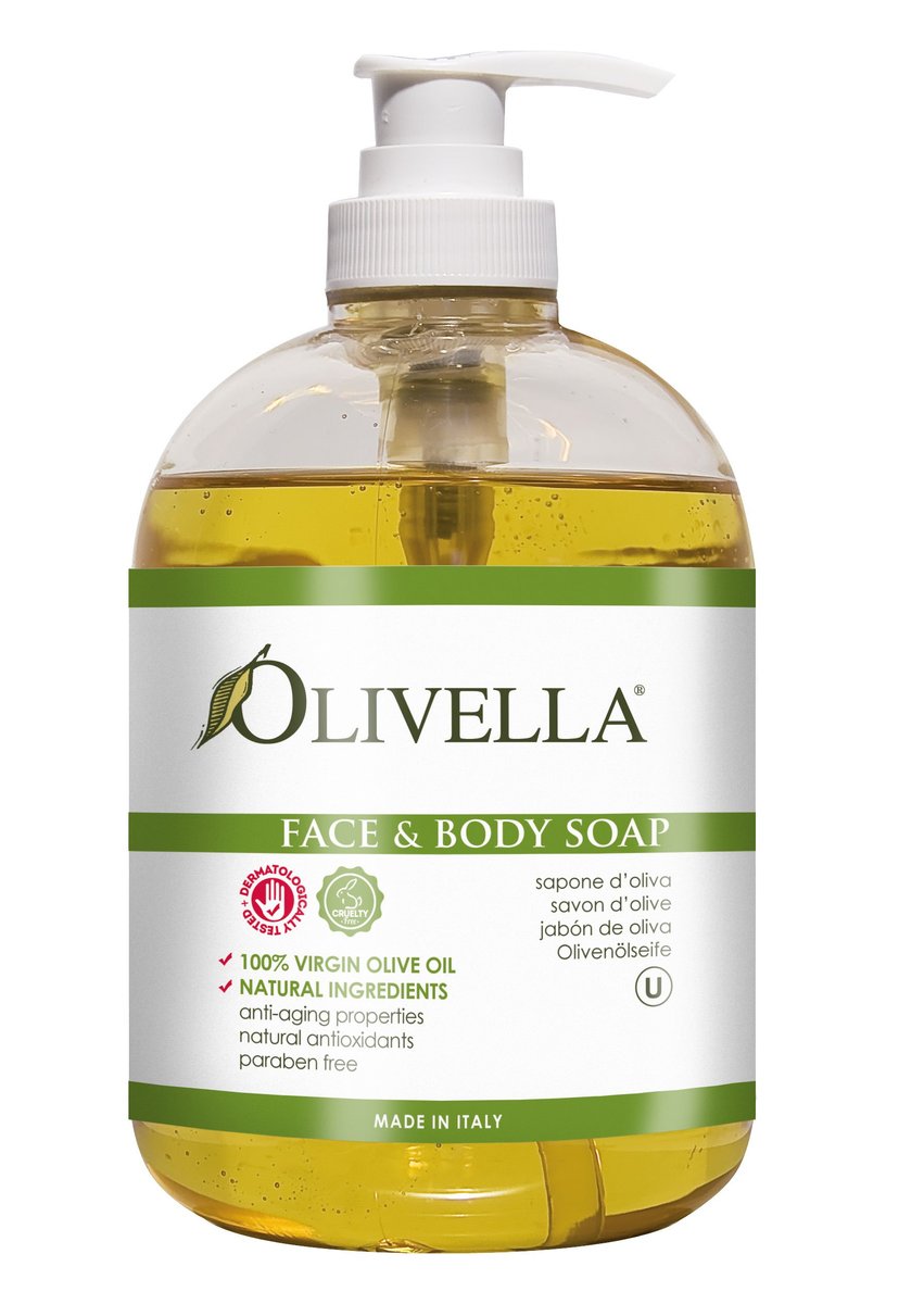 Olivella Gesichts- und Körperseife aus italienischem natives Olivenöl, 500 ml