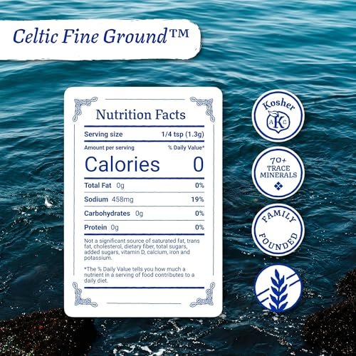 Celtic Sea Salt Feines Meersalz – Unraffiniertes Mineraliensalz, nachhaltig geerntet, GMP-zertifiziert, laborgeprüft – zum Backen, Kochen, für die Flüssigkeitszufuhr und den täglichen Gebrauch – 1 Pfund wiederverschließbarer Beutel