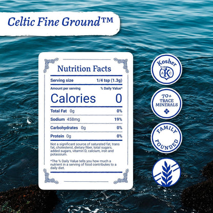 Celtic Sea Salt Feines Meersalz – Unraffiniertes Mineraliensalz, nachhaltig geerntet, GMP-zertifiziert, laborgeprüft – zum Backen, Kochen, für die Flüssigkeitszufuhr und den täglichen Gebrauch – 1 Pfund wiederverschließbarer Beutel