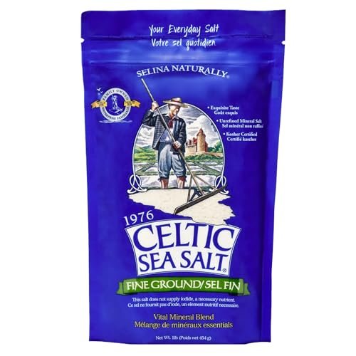 Celtic Sea Salt Feines Meersalz – Unraffiniertes Mineraliensalz, nachhaltig geerntet, GMP-zertifiziert, laborgeprüft – zum Backen, Kochen, für die Flüssigkeitszufuhr und den täglichen Gebrauch – 1 Pfund wiederverschließbarer Beutel