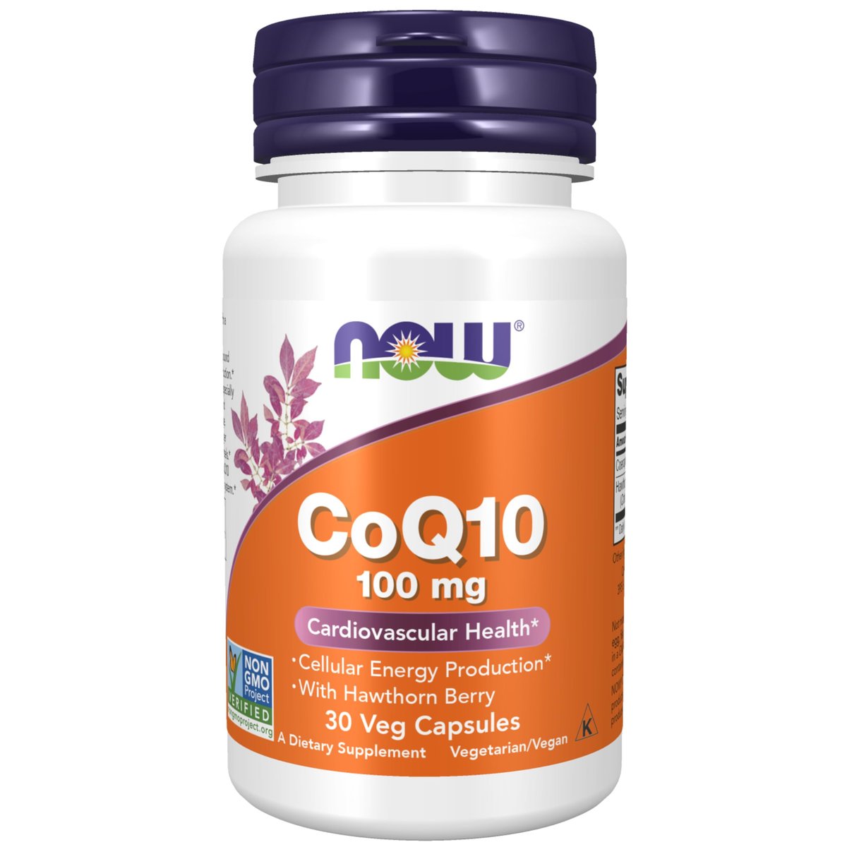 NOW Foods CoQ10 100 mg mit Weißdornbeere – 30 vegane Kapseln, pharmazeutische Qualität, All-Trans-Form durch Fermentation