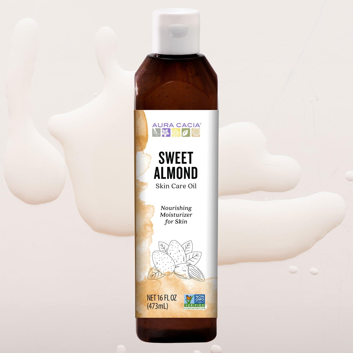 Aura Cacia Süßmandelöl Hautpflegeöl, 480 ml, natürliche Quelle hautnährender Fettsäuren & Lipide, ohne Parabene