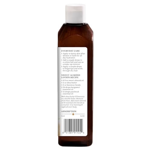 Aura Cacia Süßmandelöl Hautpflegeöl, 480 ml, natürliche Quelle hautnährender Fettsäuren & Lipide, ohne Parabene