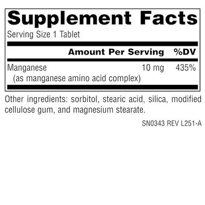 Source Naturals Mangan, Aminosäurekomplex – Unterstützt die Energieproduktion* – 10 mg – 250 Tabletten