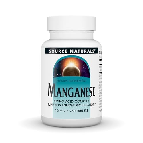 Source Naturals Mangan, Aminosäurekomplex – Unterstützt die Energieproduktion* – 10 mg – 250 Tabletten