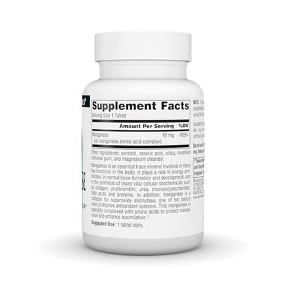 Source Naturals Mangan, Aminosäurekomplex – Unterstützt die Energieproduktion* – 10 mg – 250 Tabletten