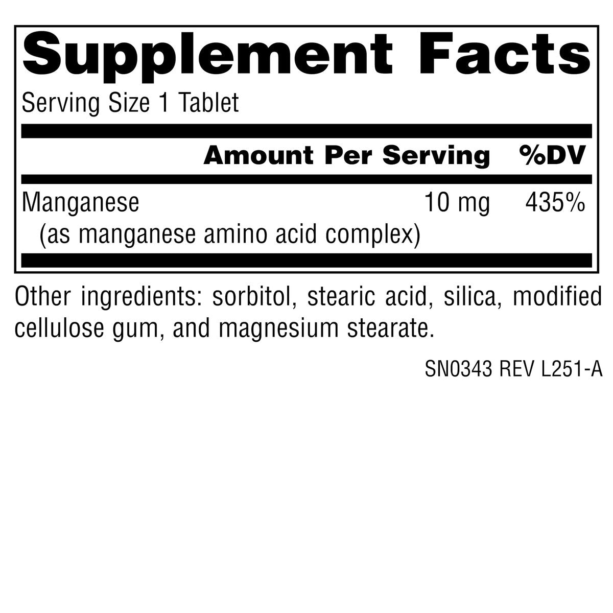 Source Naturals Mangan, Aminosäurekomplex – Unterstützt die Energieproduktion* – 10 mg – 250 Tabletten