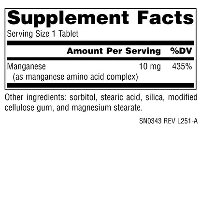 Source Naturals Mangan, Aminosäurekomplex – Unterstützt die Energieproduktion* – 10 mg – 250 Tabletten