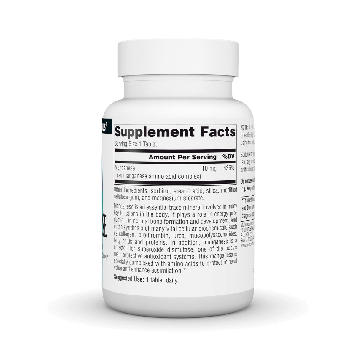 Source Naturals Mangan, Aminosäurekomplex – Unterstützt die Energieproduktion* – 10 mg – 250 Tabletten