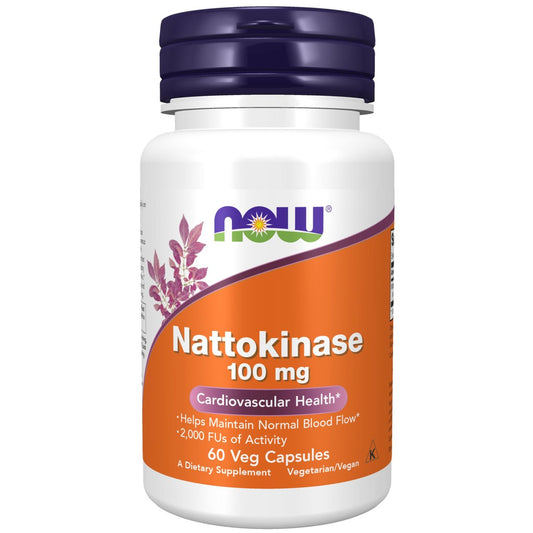 NOW Foods Nattokinase 100 mg – 60 vegane Kapseln mit 2.000 FU Aktivität (aus nicht-GVO Soja)