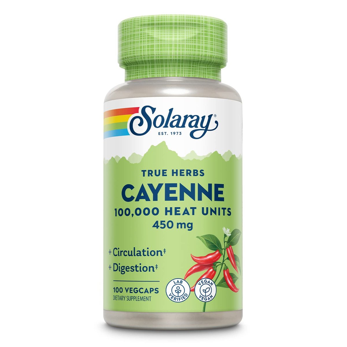 Solaray Cayenne 100.000 Hitzeeinheiten – Cayennepfeffer Kapseln für Männer & Frauen, Capsaicin-Präparat zur Unterstützung der Gesundheit – 100 VegCaps