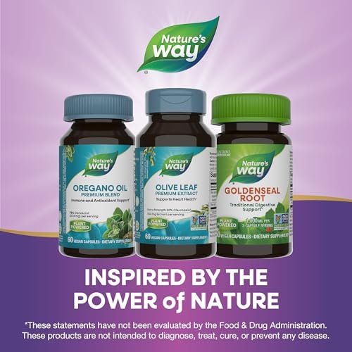 Nature's Way Olivenblatt Premium Extrakt – 20 % Oleuropein, unterstützt die Herzgesundheit*, 250 mg pro Portion, Non-GMO Project verifiziert, 60 vegane Kapseln