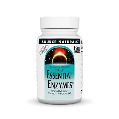 Source Naturals Essential Enzymes 500mg – Bio-Aligned Mehrfachenzym-Komplex für die Verdauung, gegen Blähungen und Verstopfung – 60 vegane Kapseln