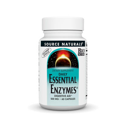 Source Naturals Essential Enzymes 500mg – Bio-Aligned Mehrfachenzym-Komplex für die Verdauung, gegen Blähungen und Verstopfung – 60 vegane Kapseln