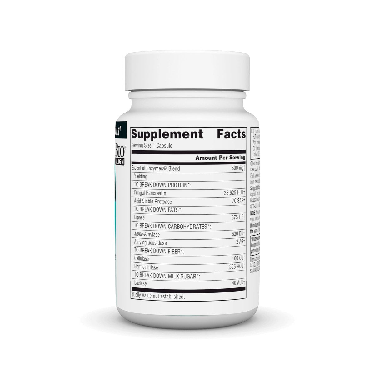 Source Naturals Essential Enzymes 500mg – Bio-Aligned Mehrfachenzym-Komplex für die Verdauung, gegen Blähungen und Verstopfung – 60 vegane Kapseln
