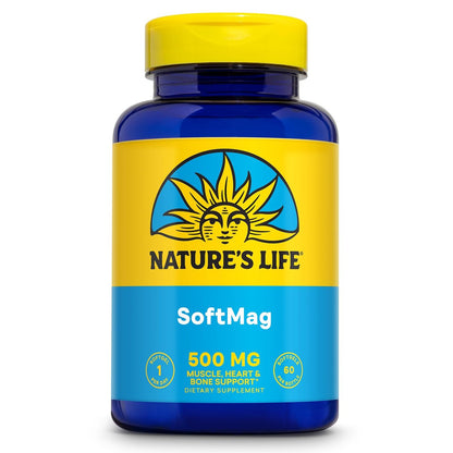 NATURE'S LIFE SoftMag 500 mg – Magnesium-Komplex für Knochen-, Muskel- und Herzgesundheit – Leicht zu schluckende Softgels – 60-Tage-Garantie, 60 Portionen, 60 Stück