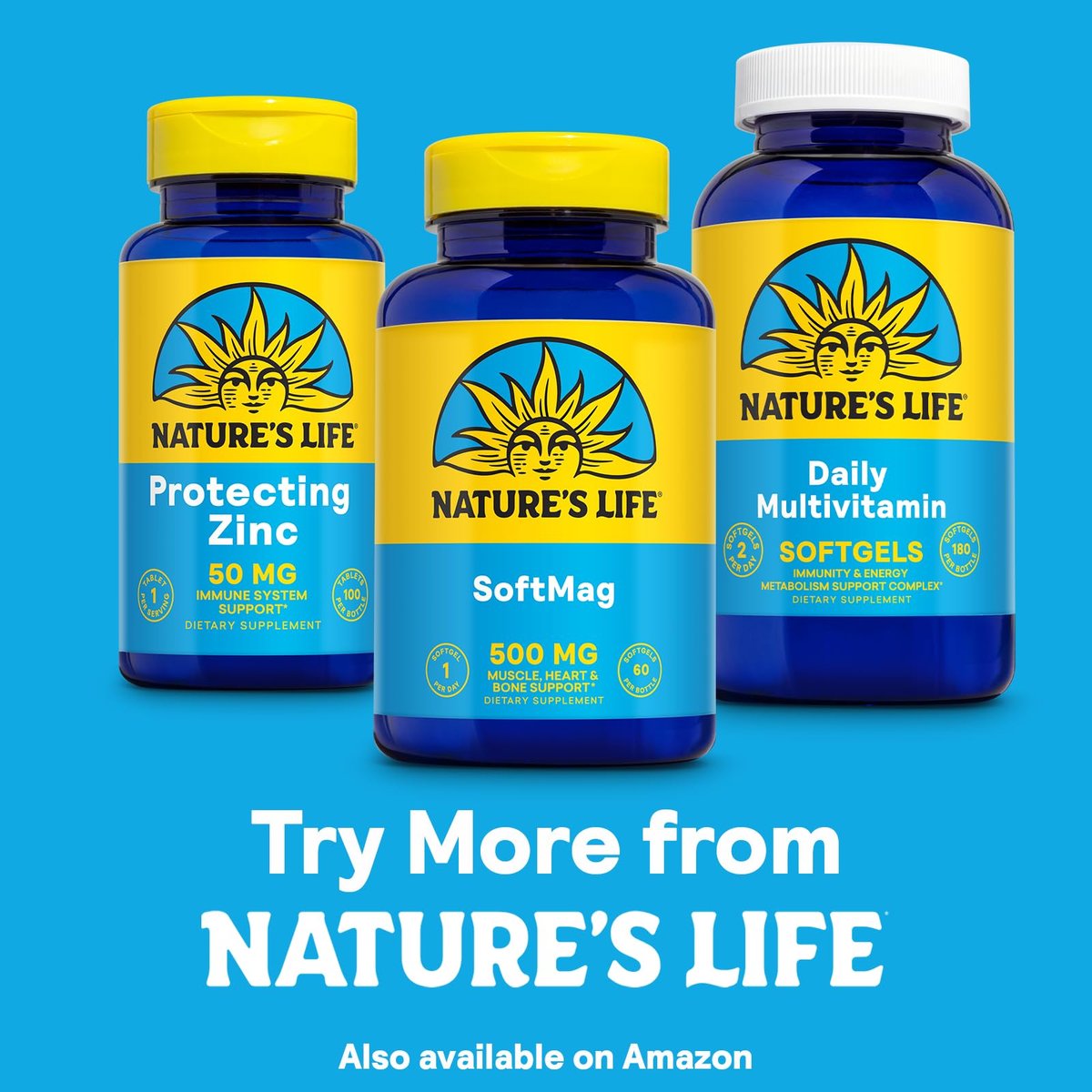 NATURE'S LIFE SoftMag 500 mg – Magnesium-Komplex für Knochen-, Muskel- und Herzgesundheit – Leicht zu schluckende Softgels – 60-Tage-Garantie, 60 Portionen, 60 Stück