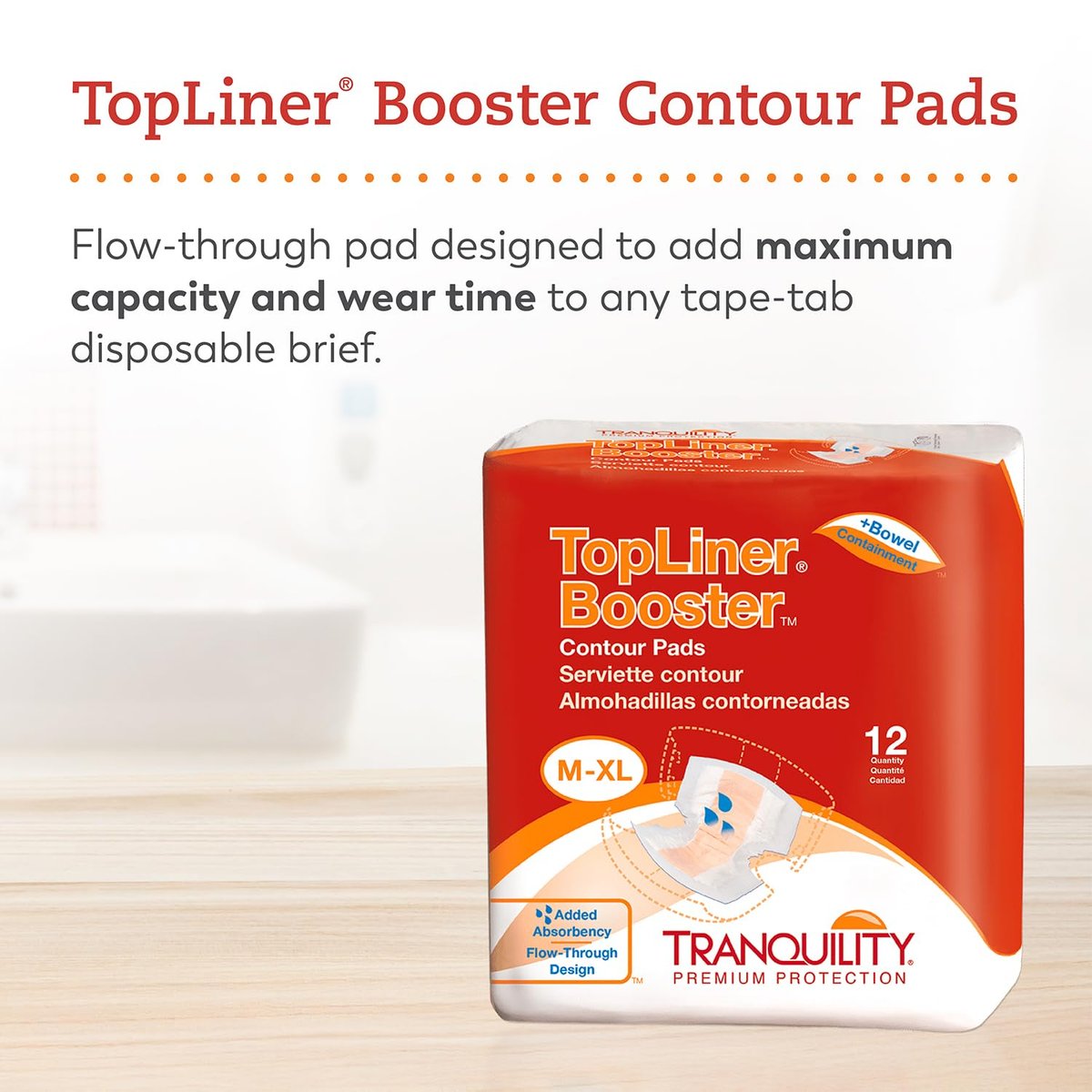 Tranquility TopLiner® Saugkissen für Stuhlinkontinenz – Konturform (54 x 34 cm) – 12 Stück