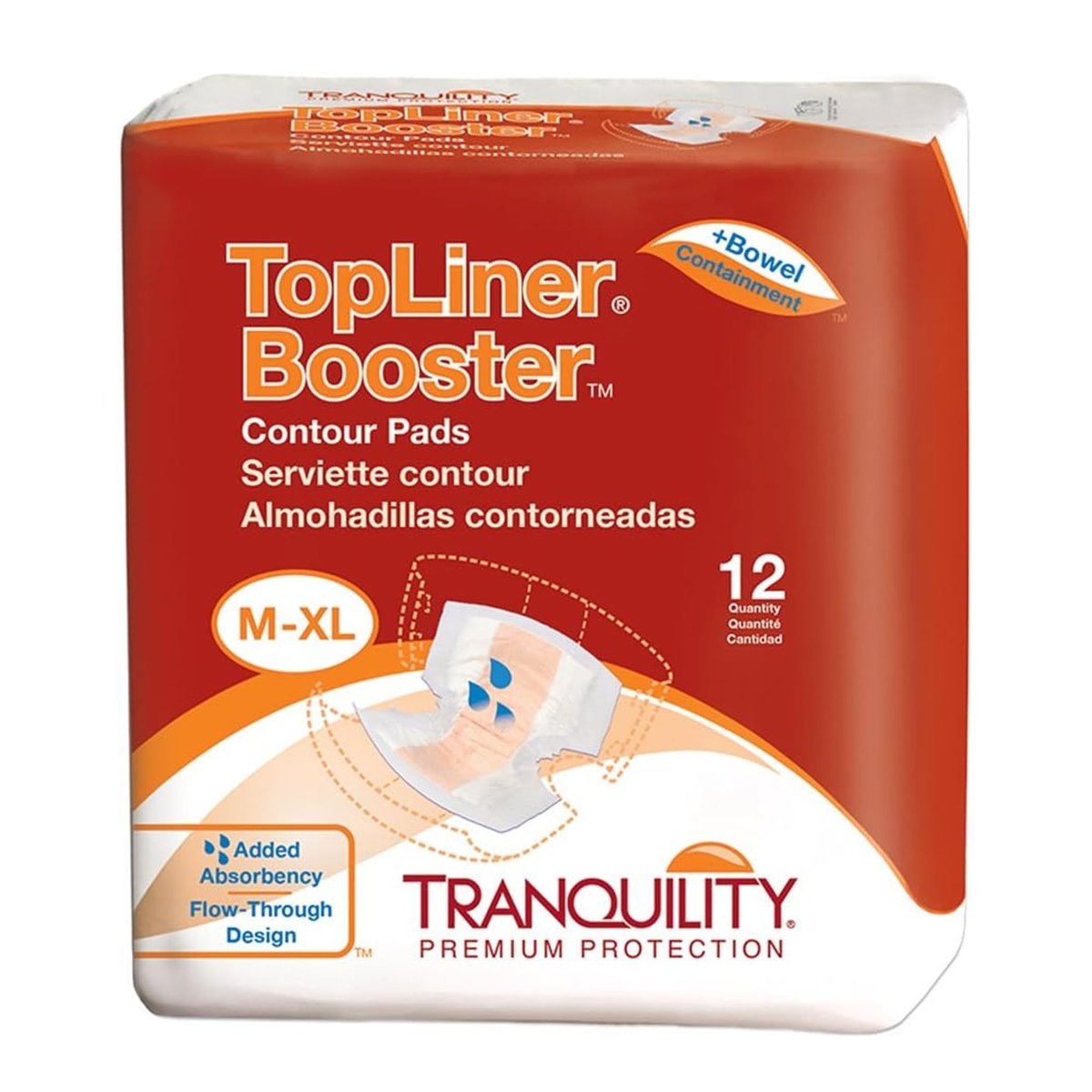Tranquility TopLiner® Saugkissen für Stuhlinkontinenz – Konturform (54 x 34 cm) – 12 Stück